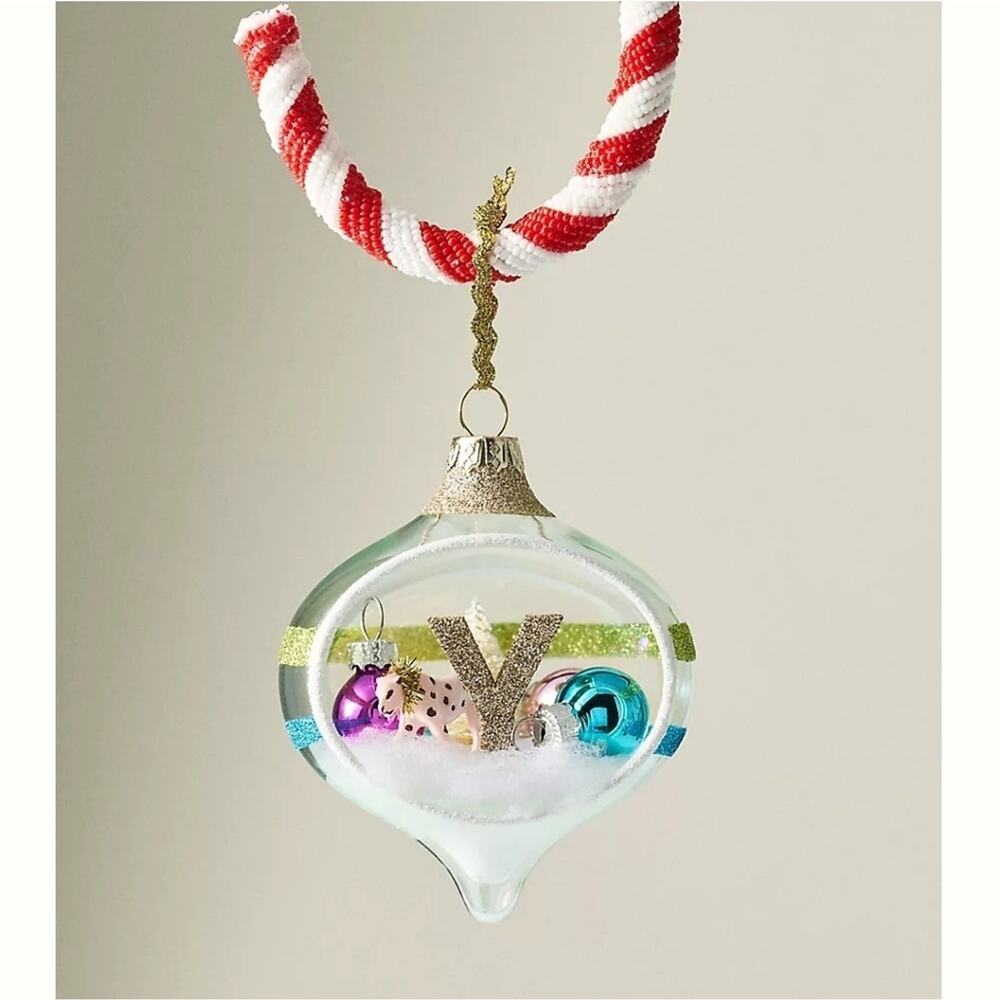 Anthropologie Party Animal Monogram Ornament Y NWTS